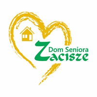 Logo Dom Seniora Zacisze z żółtym sercem i ikoną domu.